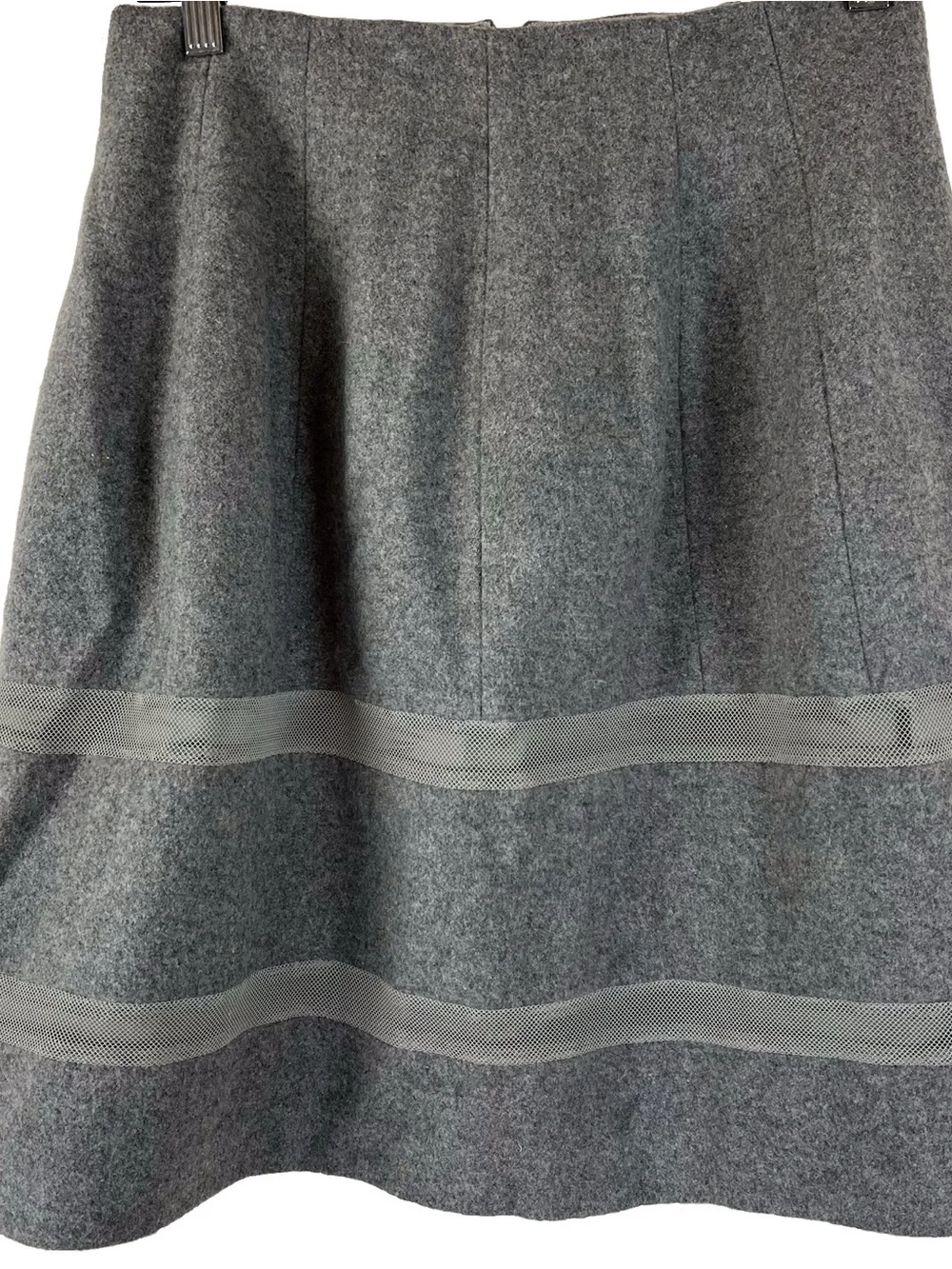Madewell Wool Blend Turnout Skirt Mesh Stripe Insets Lined Flared Size 4